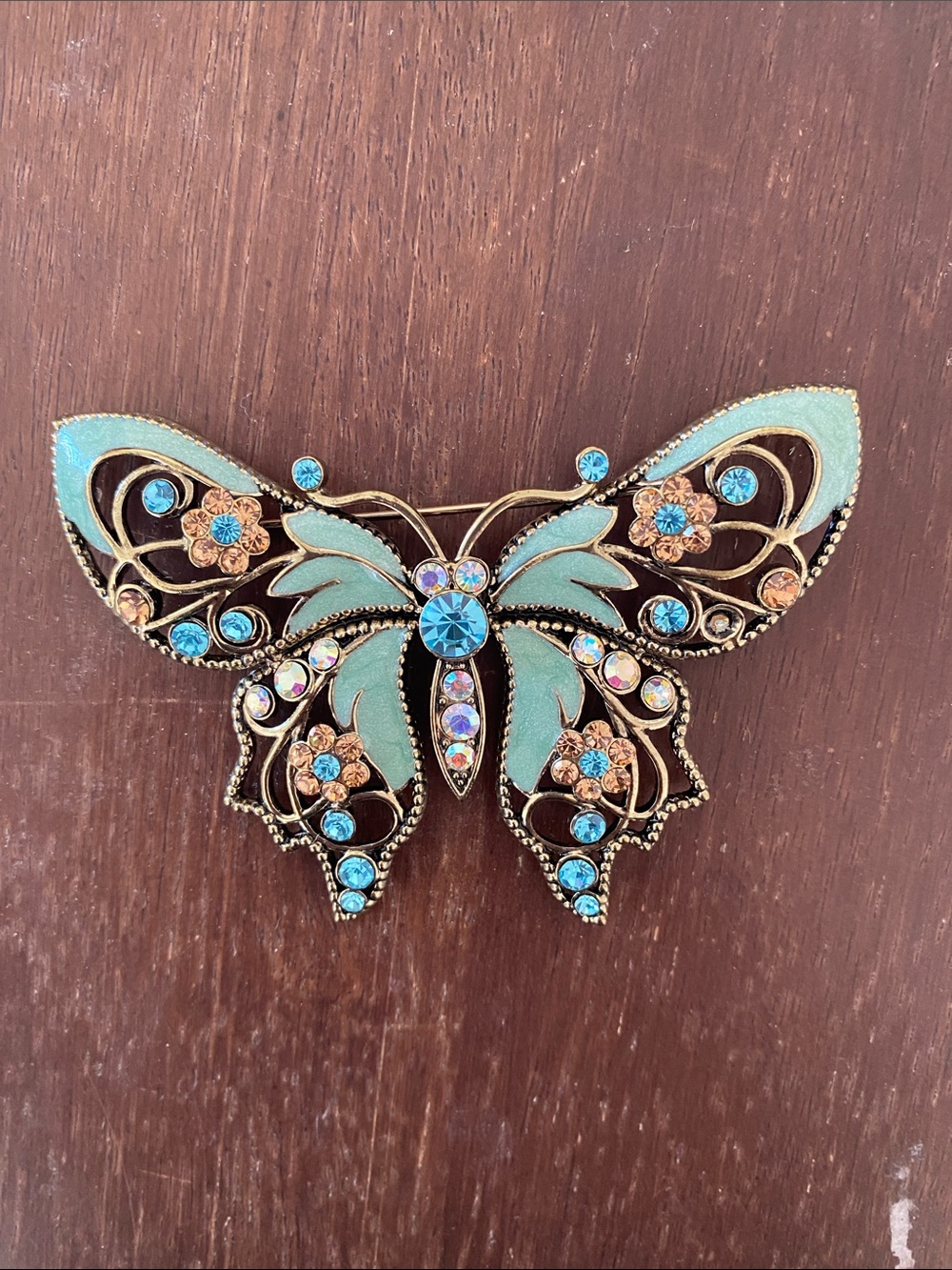 Vintage Avon Turquoise and Gold Butterfly Brooch